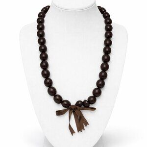 Vintage Kukui Nut Lei Hawaii Chunky Statement Brown Beaded Necklace 18"